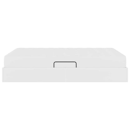 Letto con contenitore e materasso 2 pcs Bianco Pelle | homemem39
