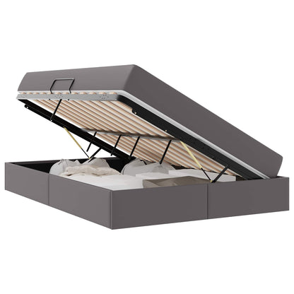 Letto con contenitore e materasso 2 pcs Grigio Pelle | homemem39
