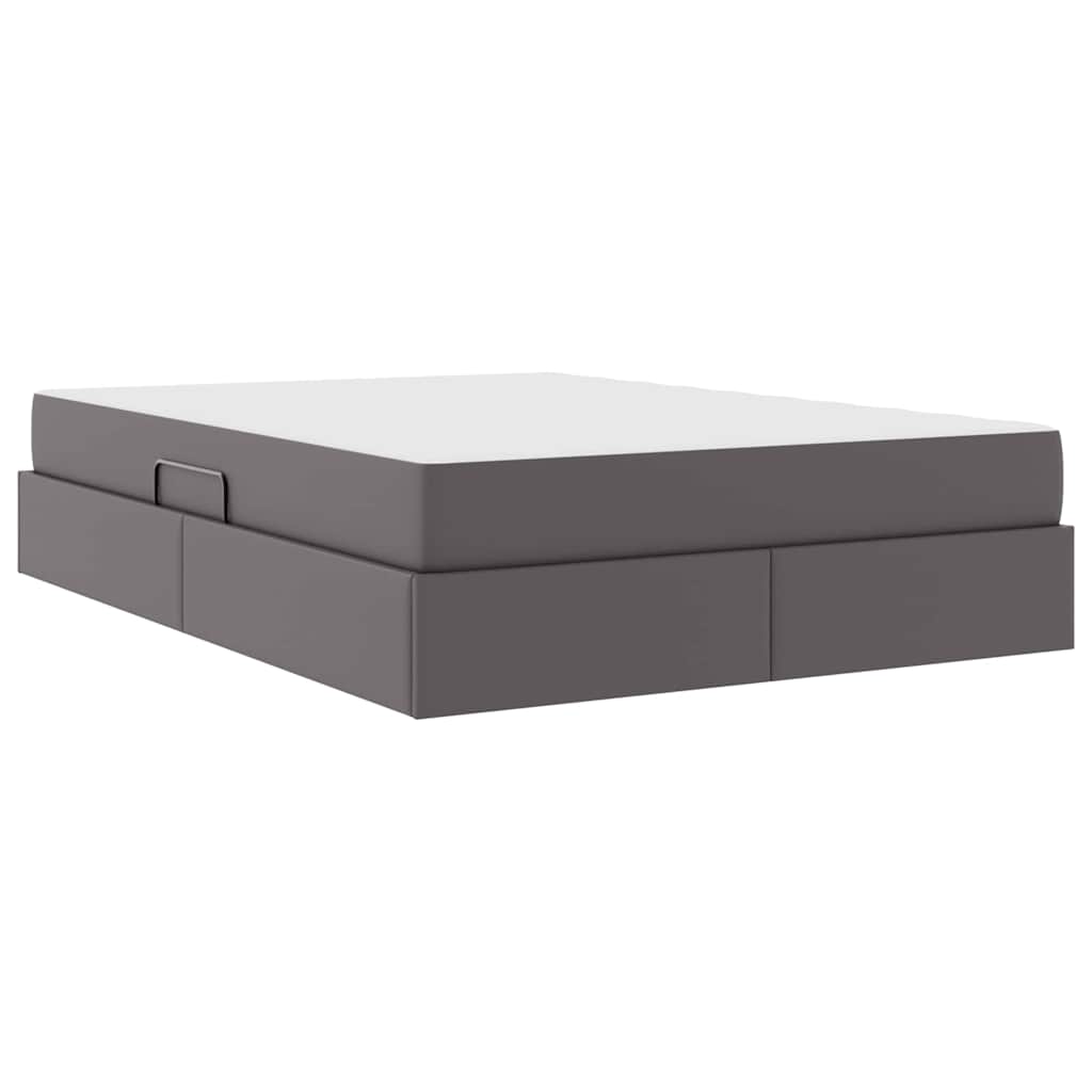 Letto con contenitore e materasso 2 pcs Grigio Pelle | homemem39