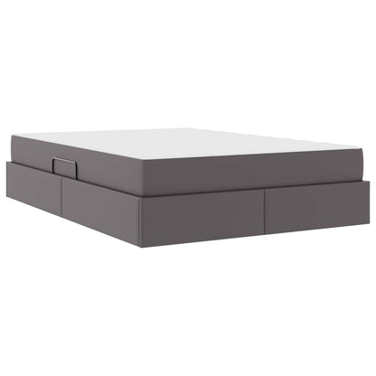 Letto con contenitore e materasso 2 pcs Grigio Pelle | homemem39