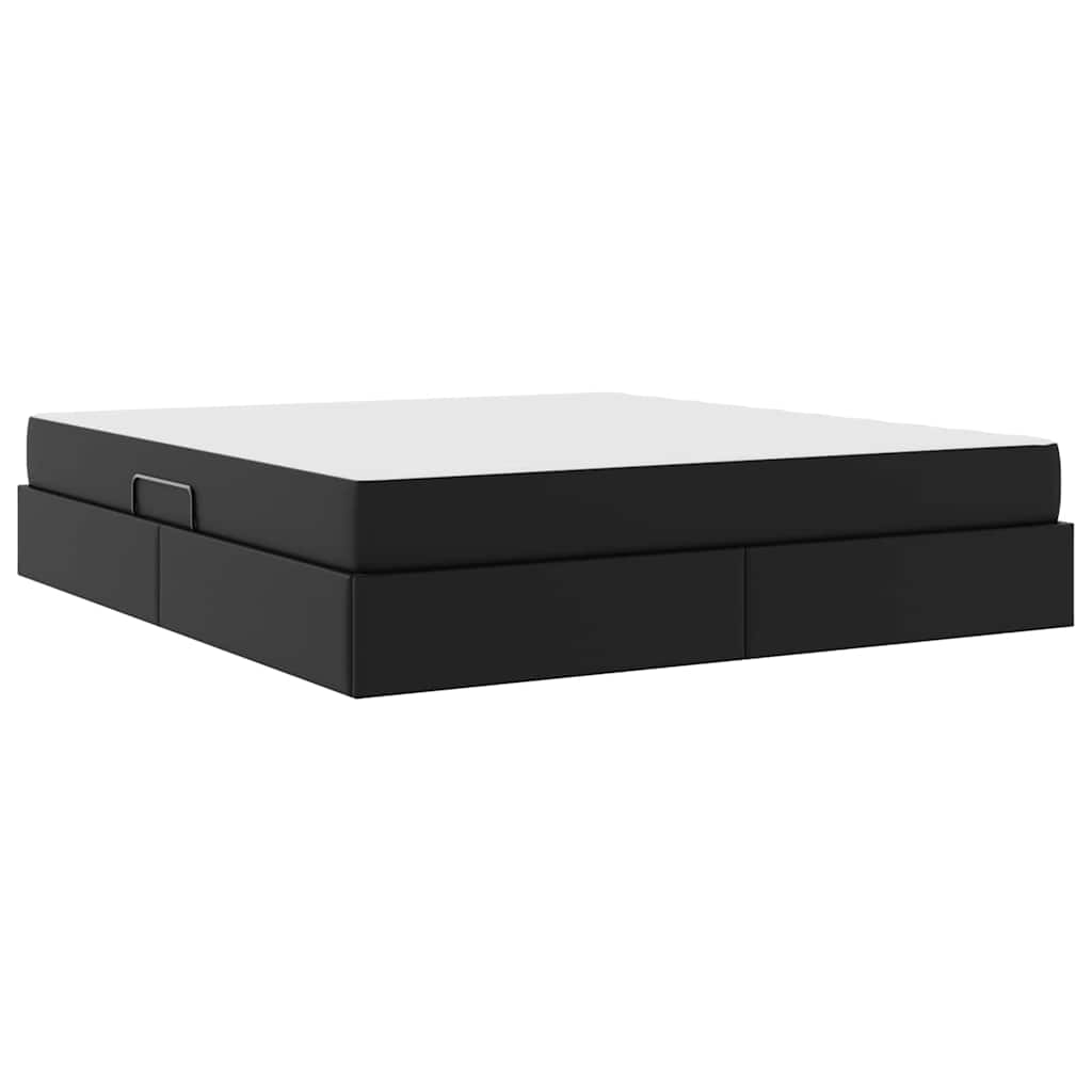 Letto con contenitore e materasso 2 pcs Nero Pelle | homemem39