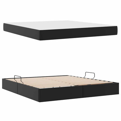 Letto con contenitore e materasso 2 pcs Nero Pelle | homemem39