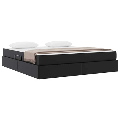 Letto con contenitore e materasso 2 pcs Nero Pelle | homemem39
