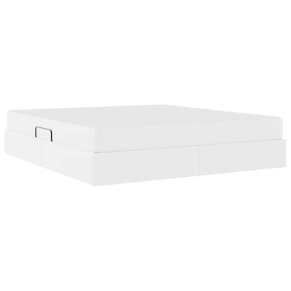 Letto con contenitore e materasso 2 pcs Bianco Pelle | homemem39
