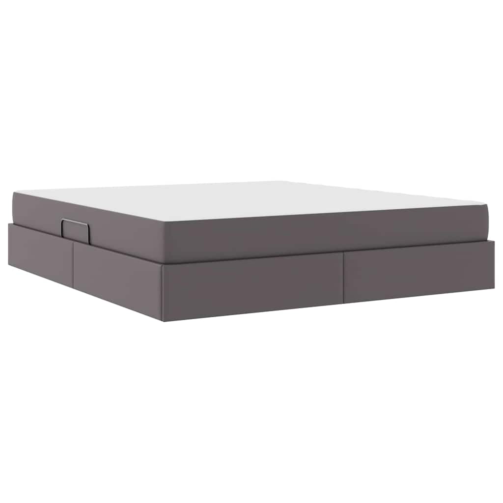 Letto con contenitore e materasso 2 pcs Grigio Pelle | homemem39