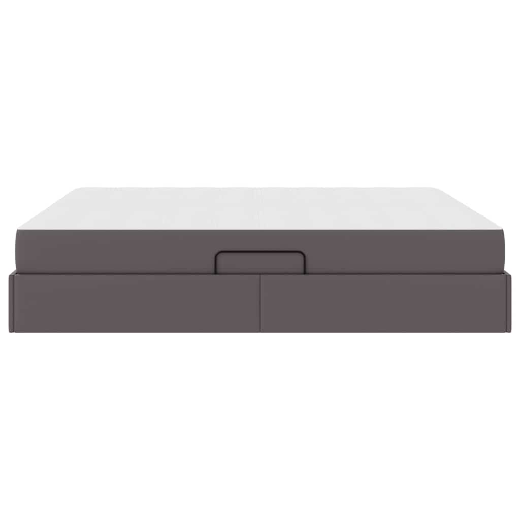 Letto con contenitore e materasso 2 pcs Grigio Pelle | homemem39