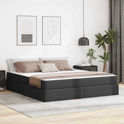 Letto con contenitore e materasso 2 pcs Nero Pelle | homemem39