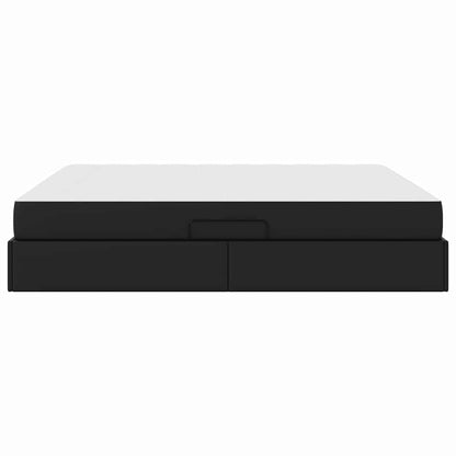 Letto con contenitore e materasso 2 pcs Nero Pelle | homemem39