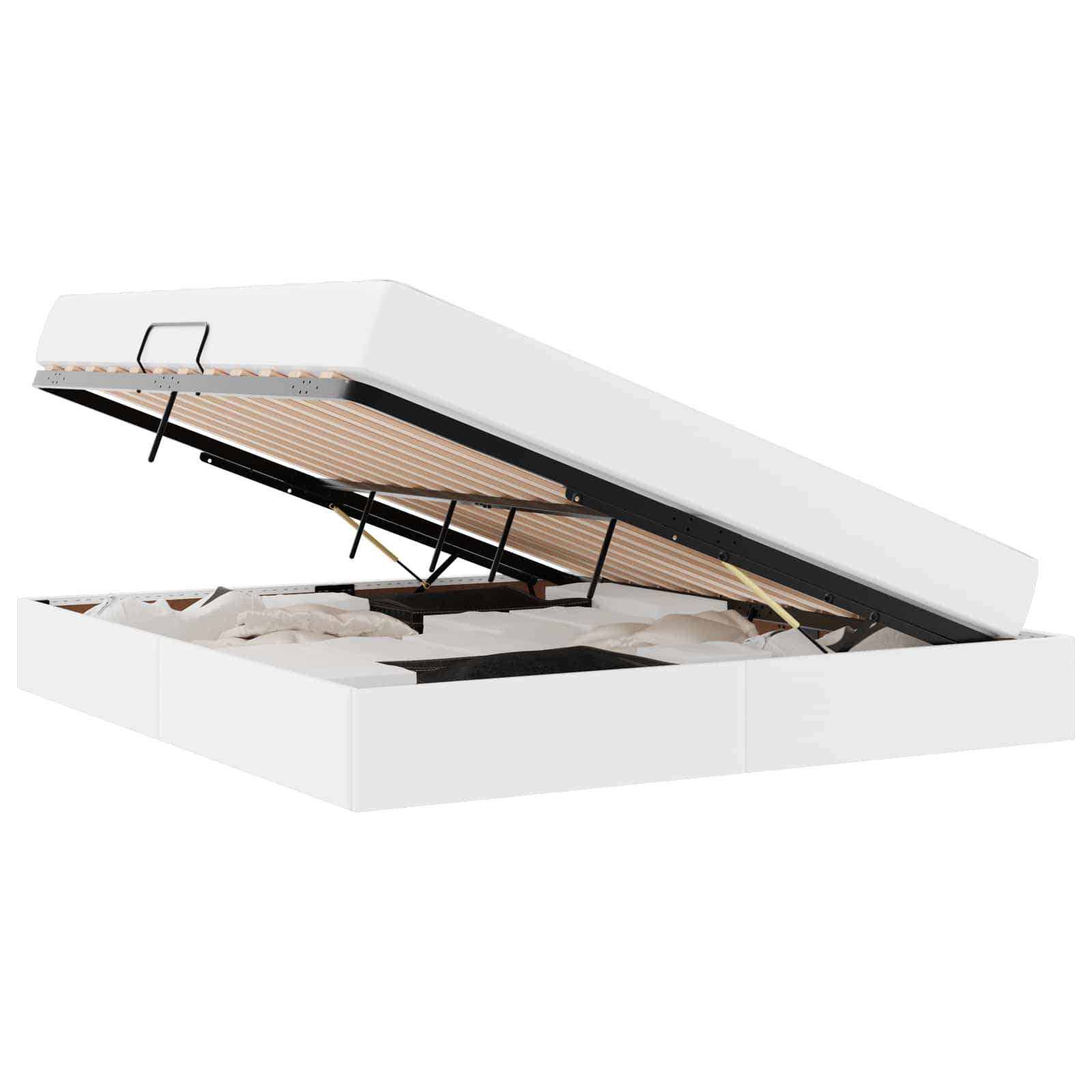 Letto con contenitore e materasso 2 pcs Bianco Pelle | homemem39