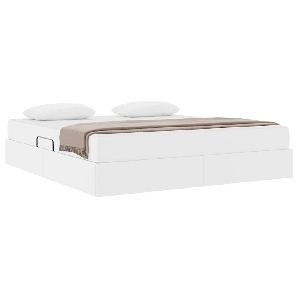 Letto con contenitore e materasso 2 pcs Bianco Pelle | homemem39