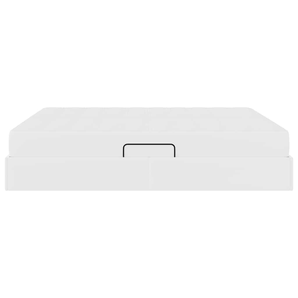 Letto con contenitore e materasso 2 pcs Bianco Pelle | homemem39