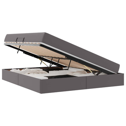 Letto con contenitore e materasso 2 pcs Grigio Pelle | homemem39