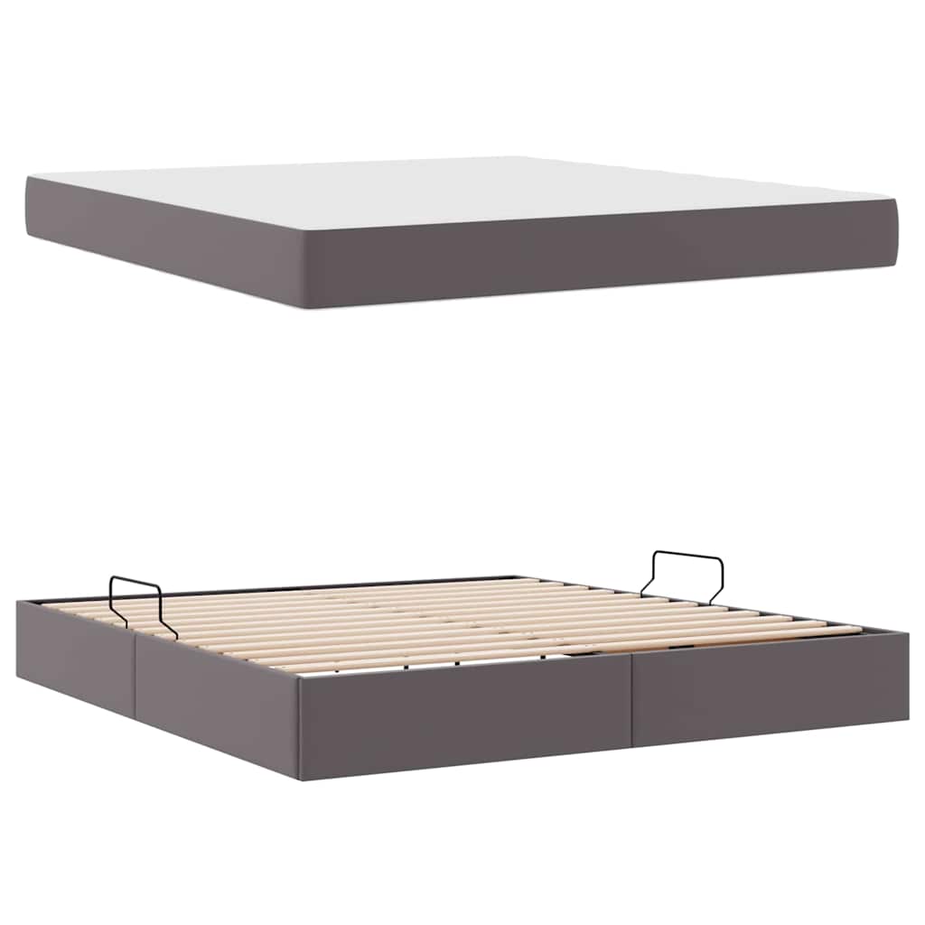 Letto con contenitore e materasso 2 pcs Grigio Pelle | homemem39