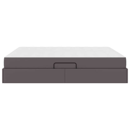 Letto con contenitore e materasso 2 pcs Grigio Pelle | homemem39