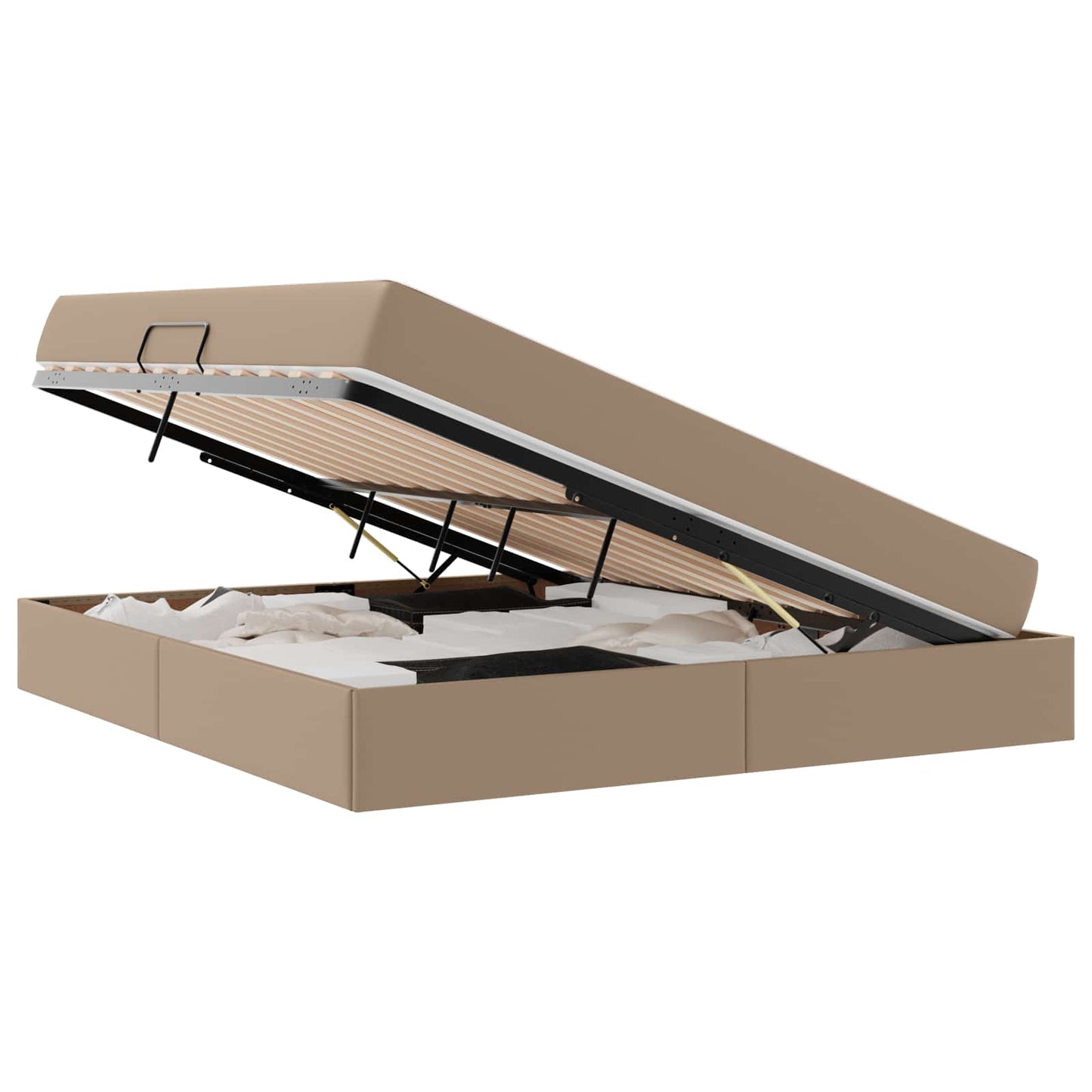 Letto con contenitore e materasso 2 pcs Cappuccino Pelle | homemem39