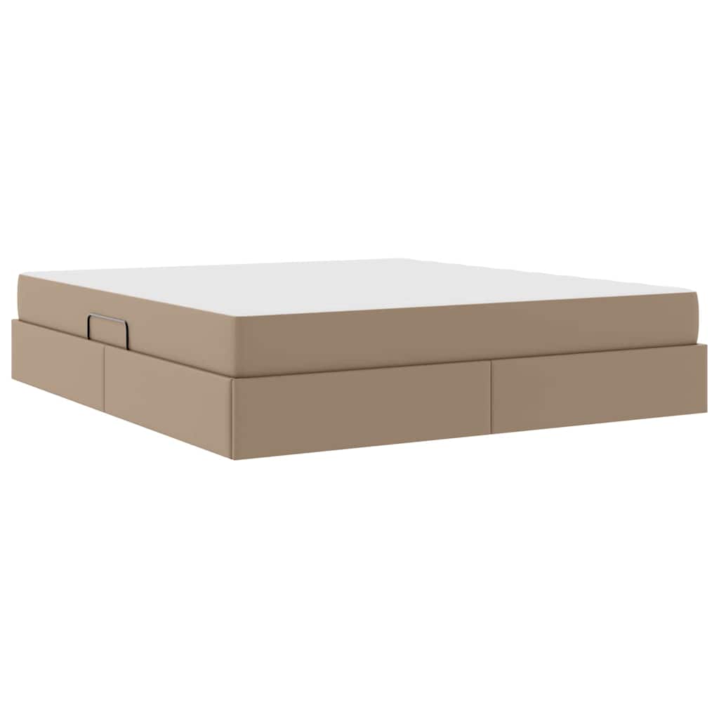 Letto con contenitore e materasso 2 pcs Cappuccino Pelle | homemem39