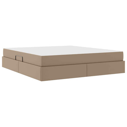 Letto con contenitore e materasso 2 pcs Cappuccino Pelle | homemem39
