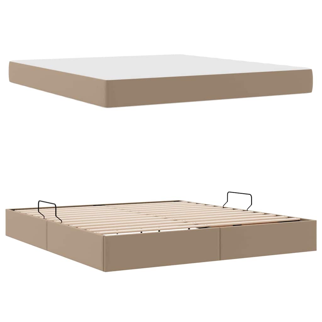 Letto con contenitore e materasso 2 pcs Cappuccino Pelle | homemem39