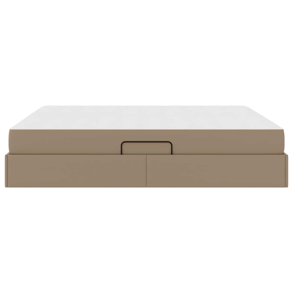 Letto con contenitore e materasso 2 pcs Cappuccino Pelle | homemem39