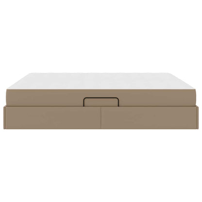 Letto con contenitore e materasso 2 pcs Cappuccino Pelle | homemem39