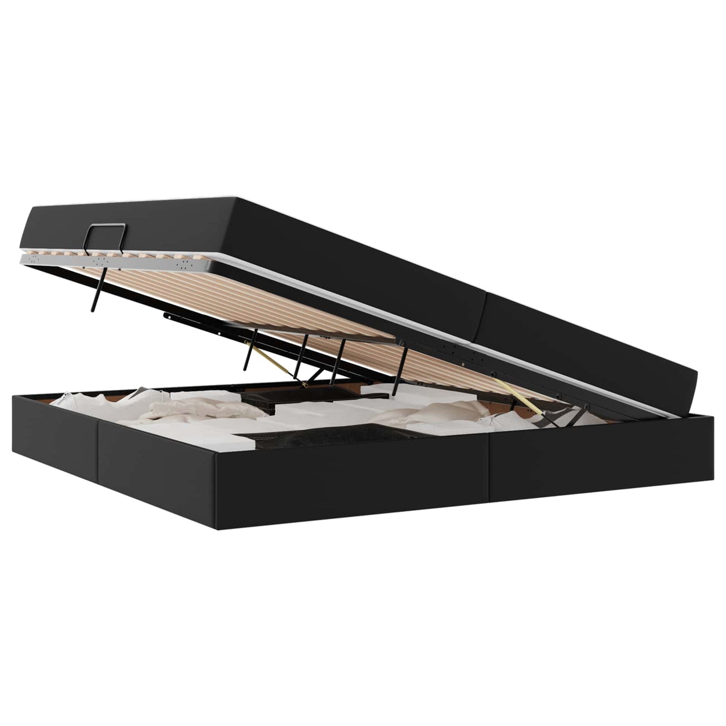 Letto con contenitore e materasso 2 pcs Nero Pelle | homemem39