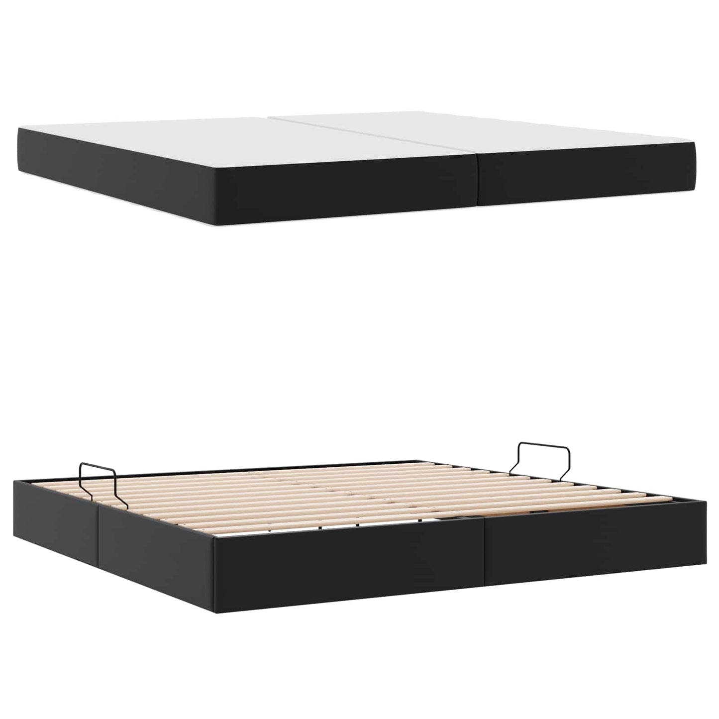 Letto con contenitore e materasso 2 pcs Nero Pelle | homemem39