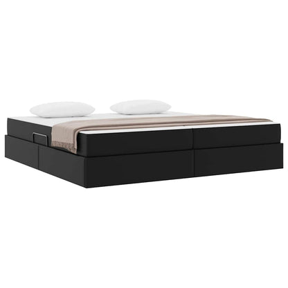 Letto con contenitore e materasso 2 pcs Nero Pelle | homemem39