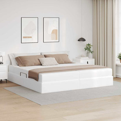 Letto con contenitore e materasso 2 pcs Bianco Pelle | homemem39
