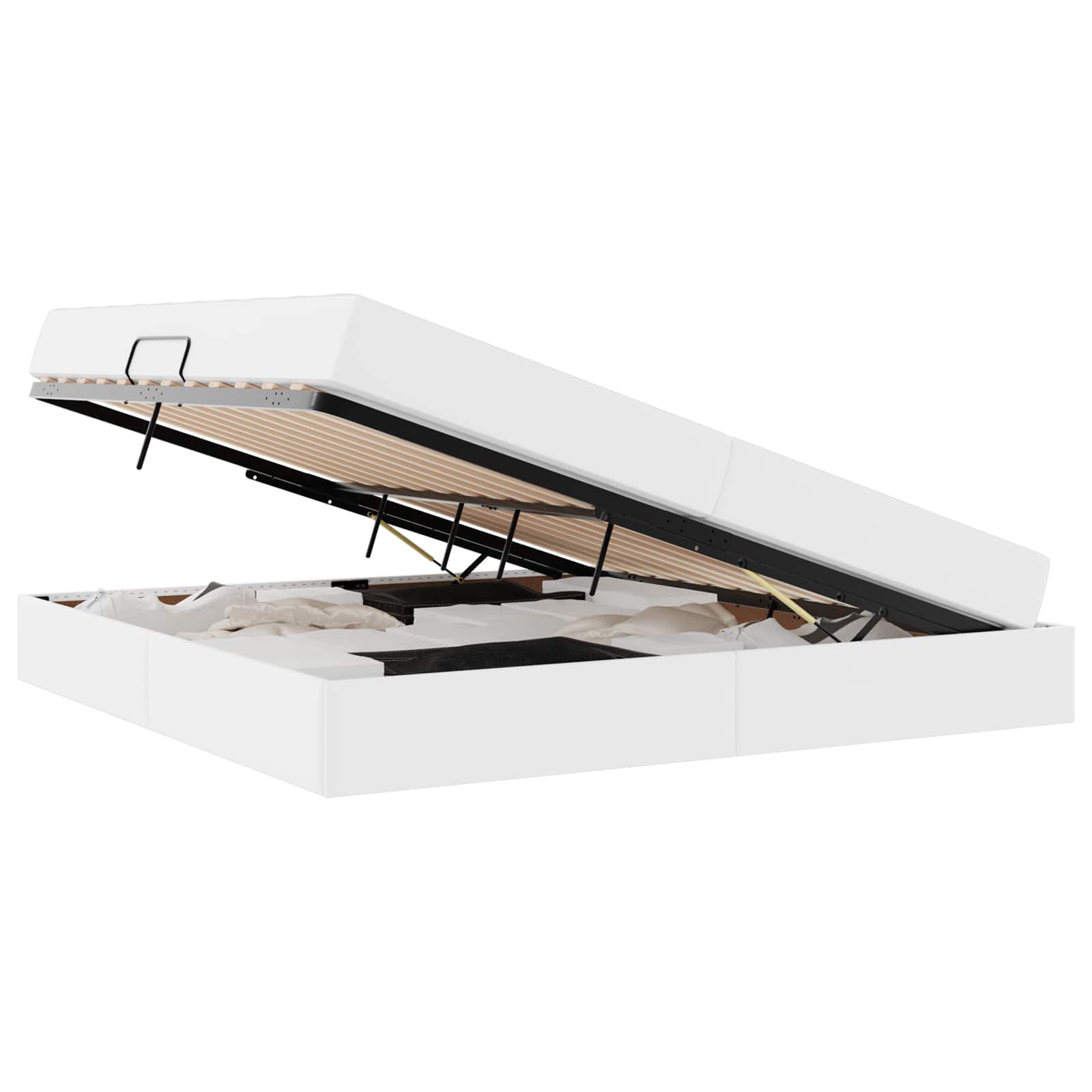 Letto con contenitore e materasso 2 pcs Bianco Pelle | homemem39
