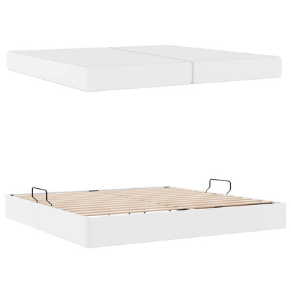 Letto con contenitore e materasso 2 pcs Bianco Pelle | homemem39