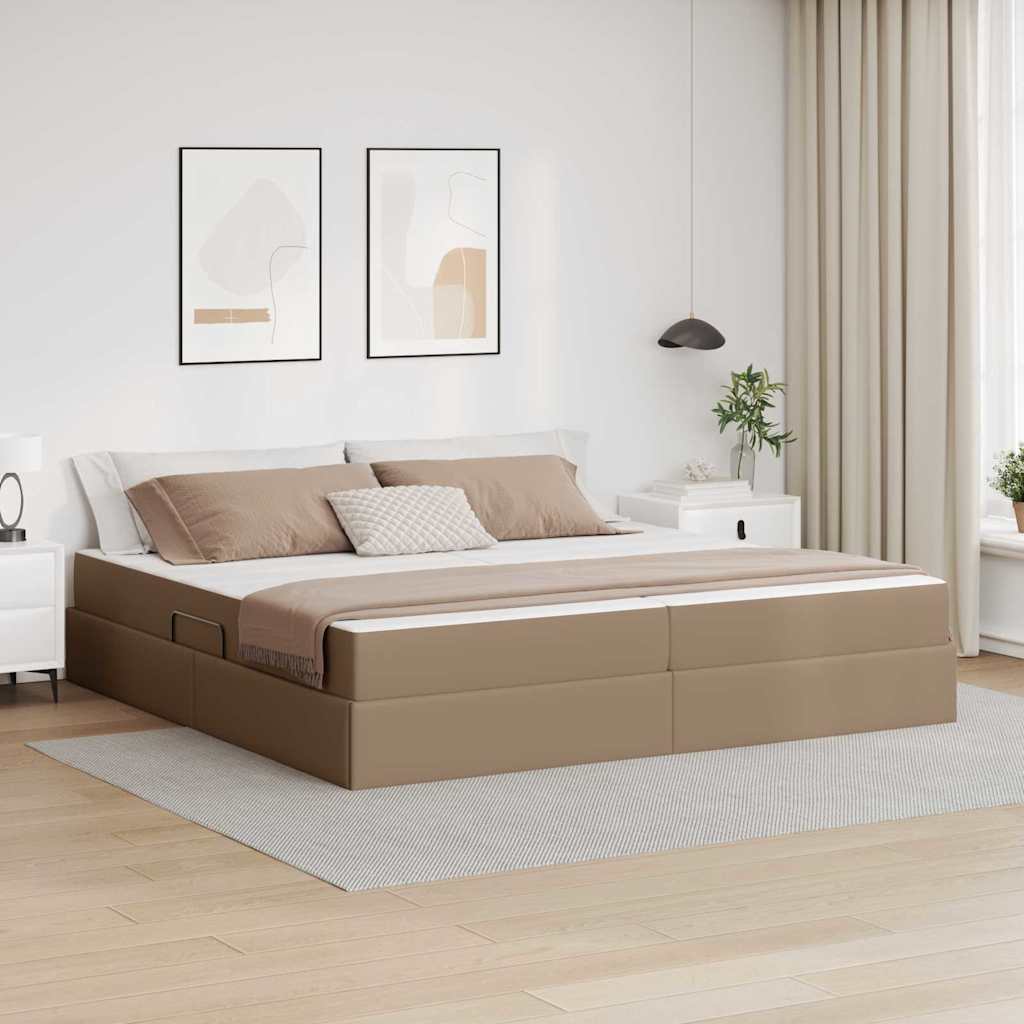 Letto con contenitore e materasso 2 pcs Cappuccino Pelle | homemem39