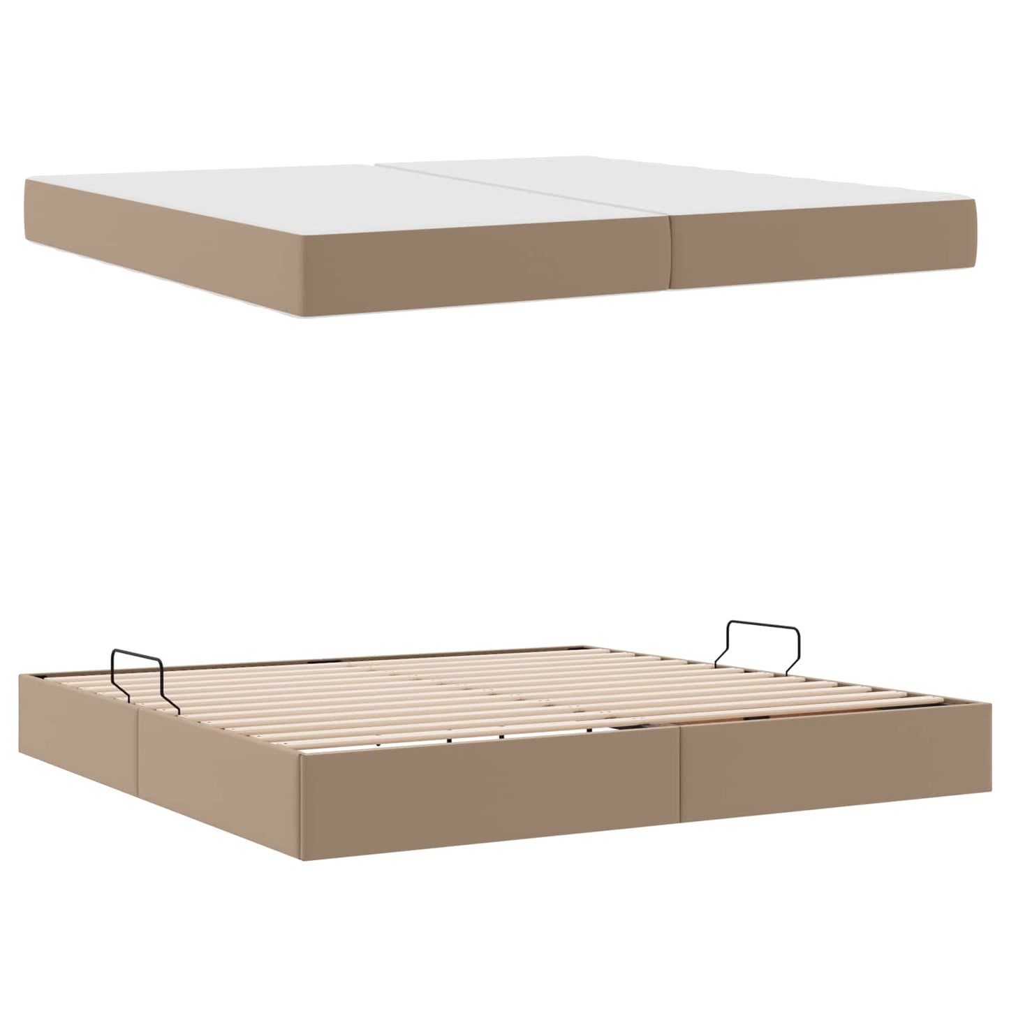 Letto con contenitore e materasso 2 pcs Cappuccino Pelle | homemem39