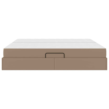 Letto con contenitore e materasso 2 pcs Cappuccino Pelle | homemem39