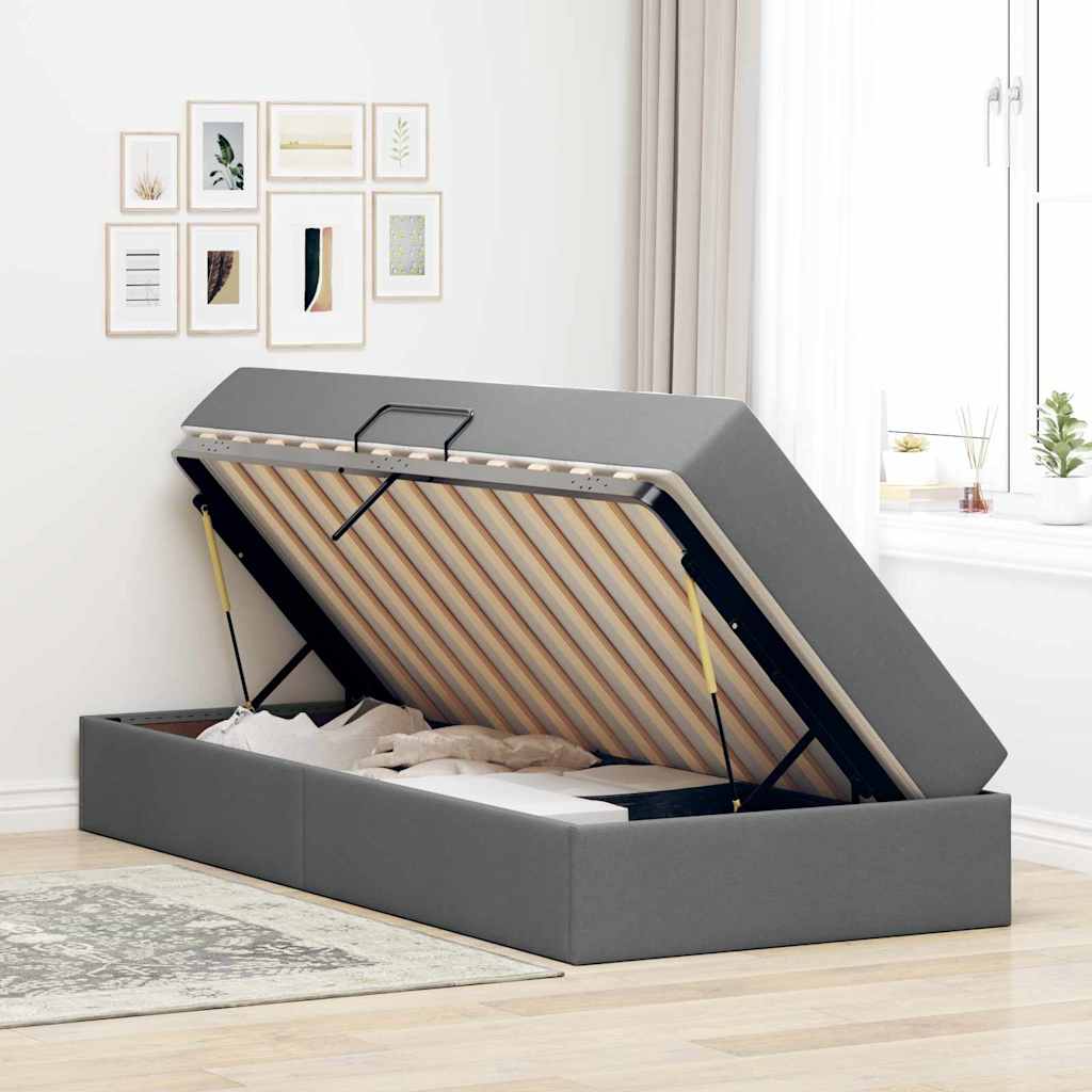 Letto con contenitore e materasso Grigio scuro 90 x 190 cm