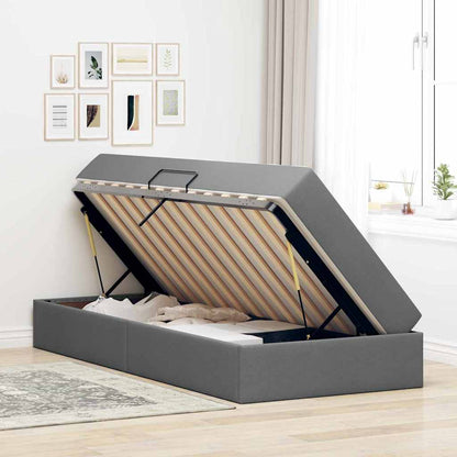 Letto con contenitore e materasso Grigio scuro 90 x 190 cm