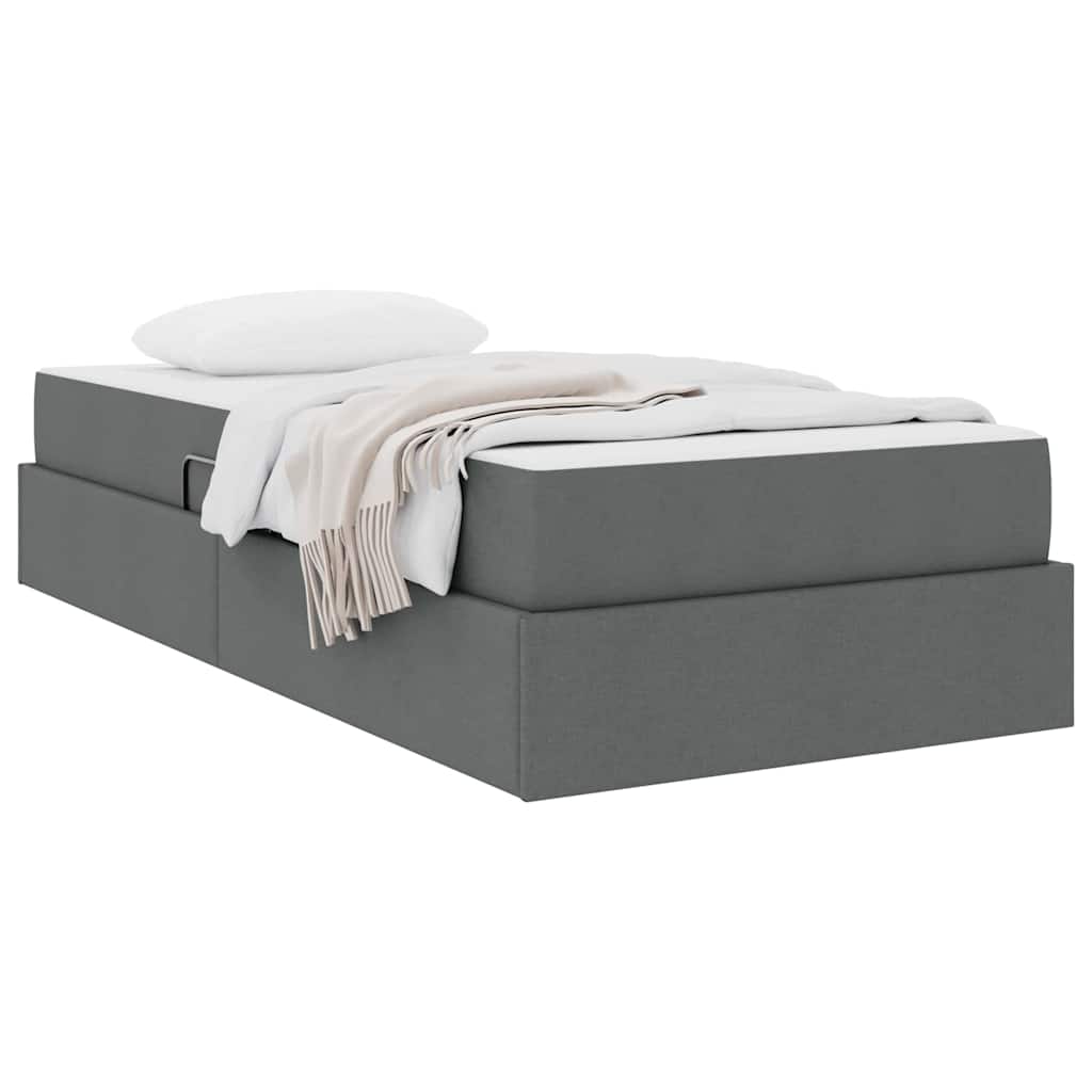 Letto con contenitore e materasso Grigio scuro 90 x 190 cm