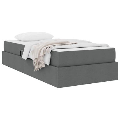 Letto con contenitore e materasso Grigio scuro 90 x 190 cm