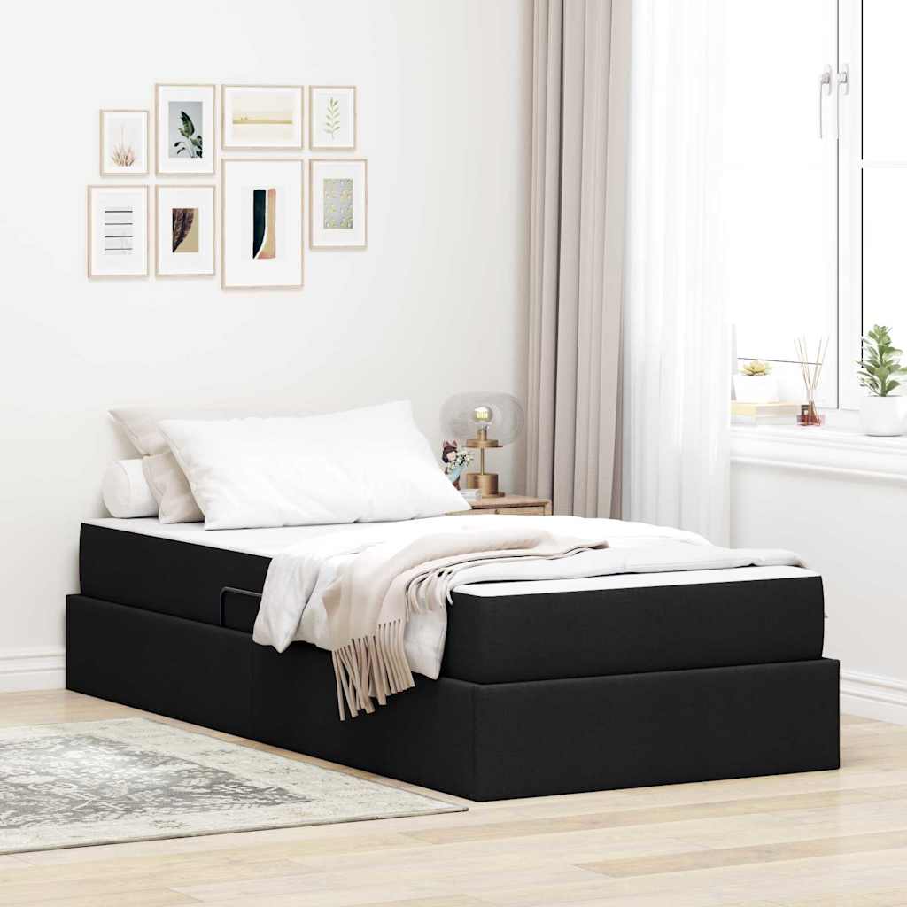 Letto con contenitore e materasso Nero 90 x 190 cm Poliestere | homemem39