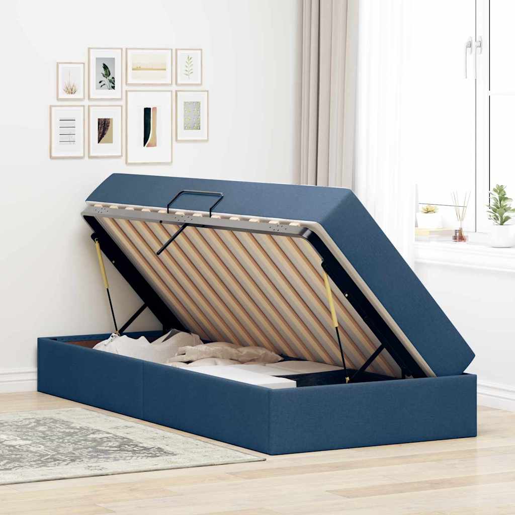 Letto con contenitore e materasso Blu 90 x 190 cm Poliestere | homemem39