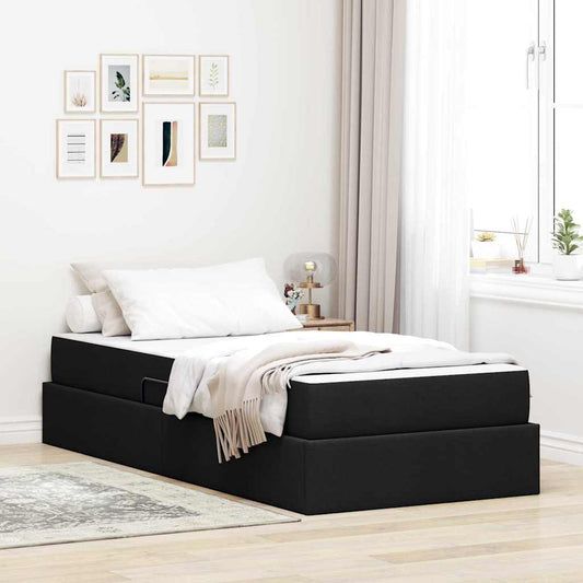 Letto con contenitore e materasso Nero 90 x 200 cm Poliestere | homemem39