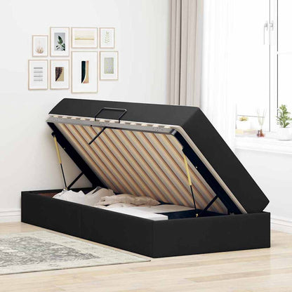 Letto con contenitore e materasso Nero 90 x 200 cm Poliestere | homemem39