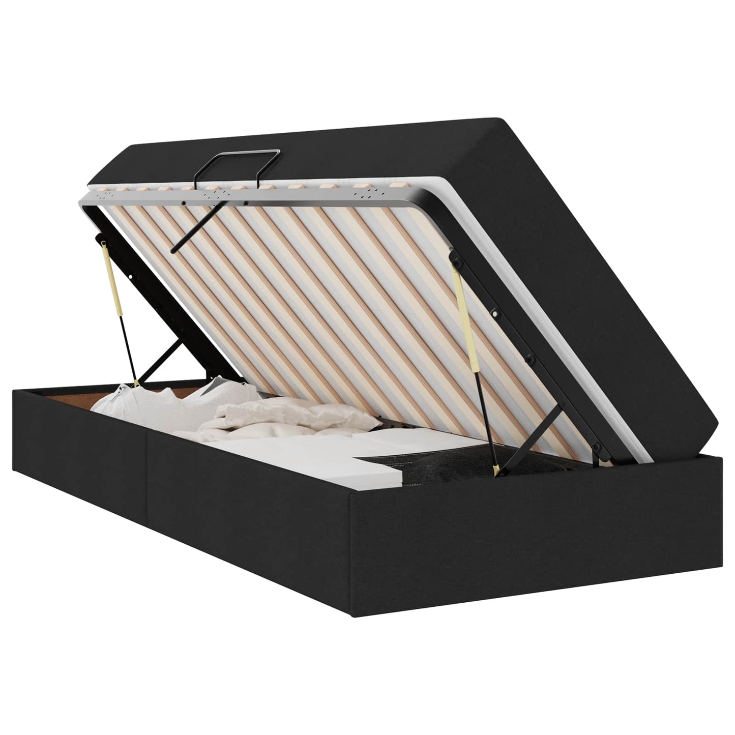 Letto con contenitore e materasso Nero 90 x 200 cm Poliestere | homemem39