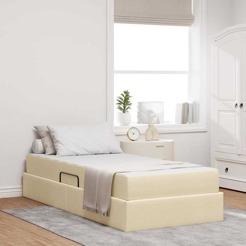 Letto con contenitore e materasso Crema 90 x 200 cm Poliestere | homemem39