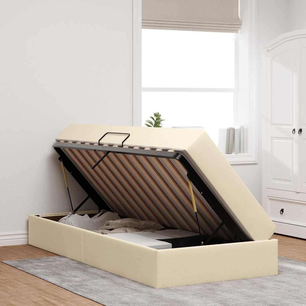 Letto con contenitore e materasso Crema 90 x 200 cm Poliestere | homemem39