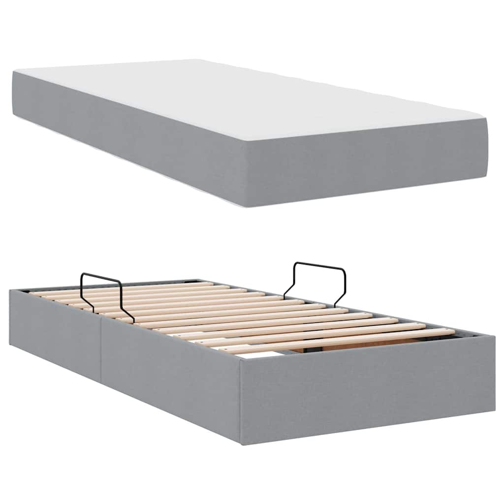 Letto con contenitore e materasso Grigio chiaro 100 x 200 cm | homemem39