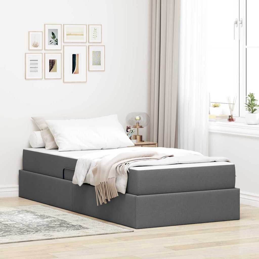 Letto con contenitore e materasso Grigio scuro 100 x 200 cm | homemem39