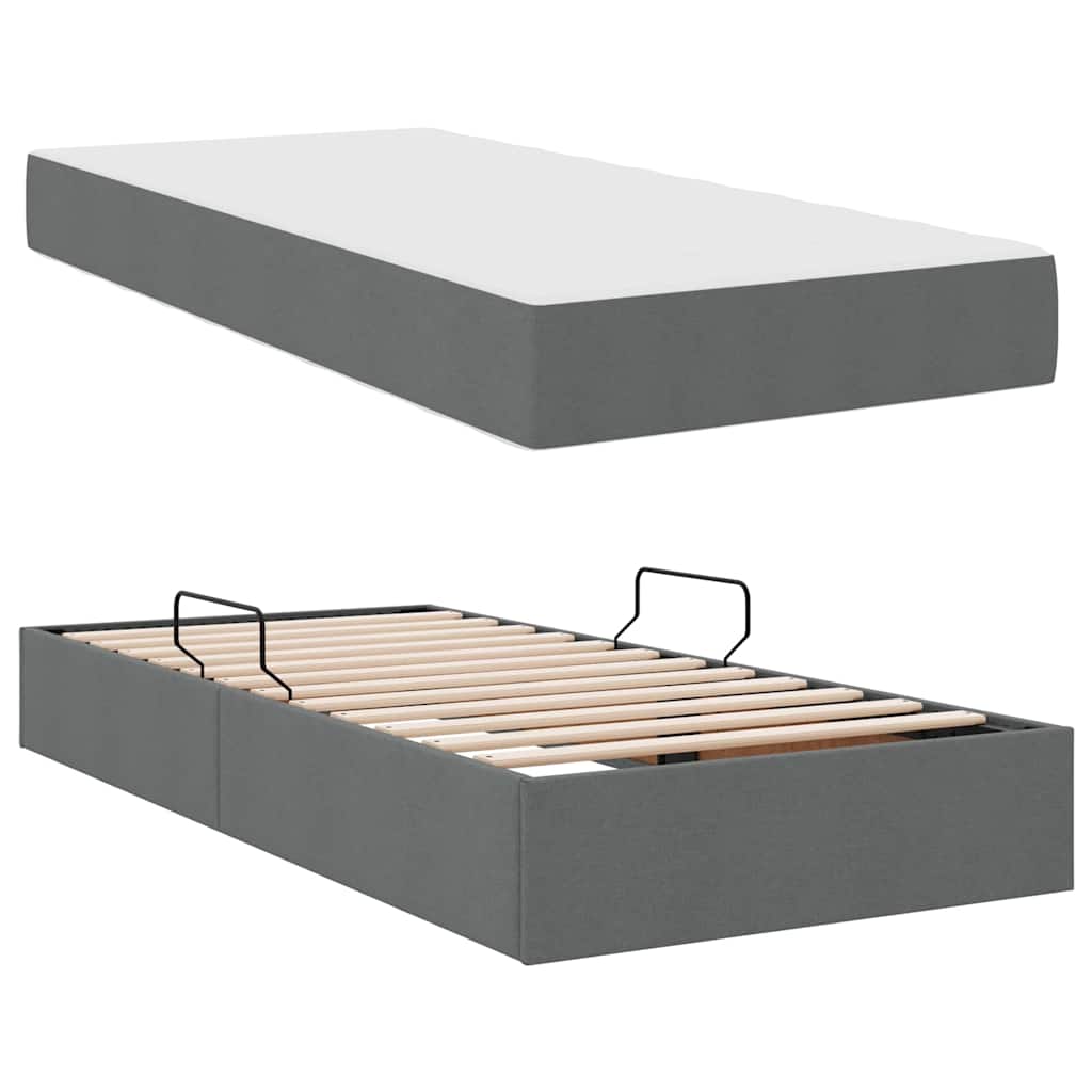 Letto con contenitore e materasso Grigio scuro 100 x 200 cm | homemem39