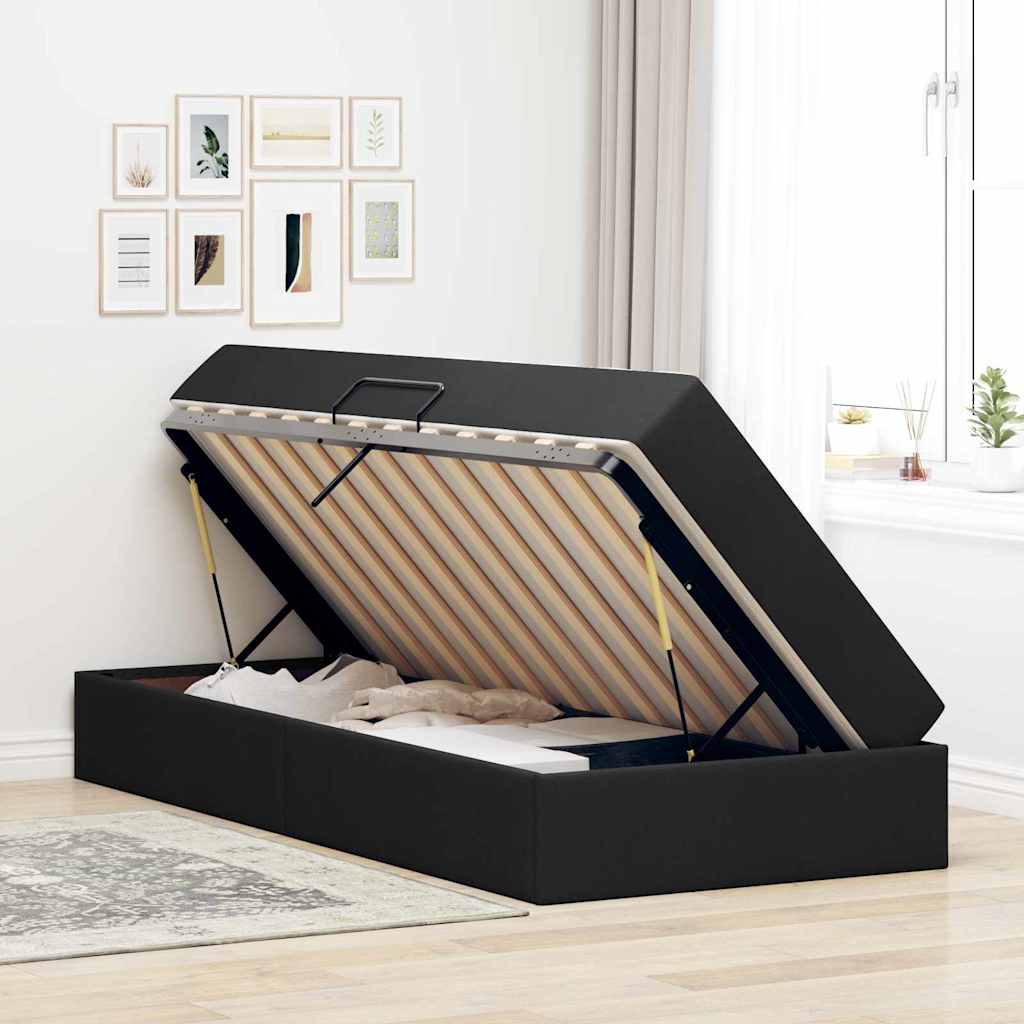 Letto con contenitore e materasso Nero 100 x 200 cm Poliestere | homemem39