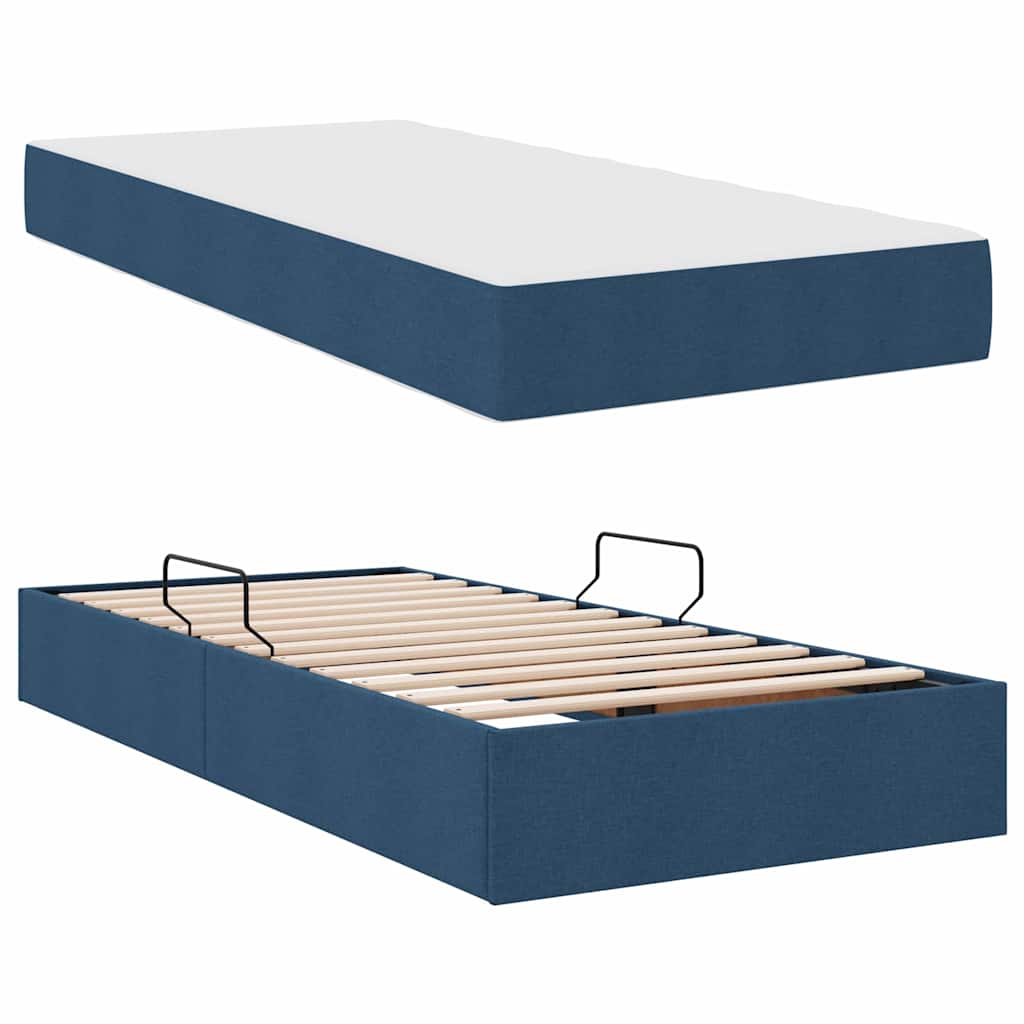 Letto con contenitore e materasso Blu 100 x 200 cm Poliestere | homemem39