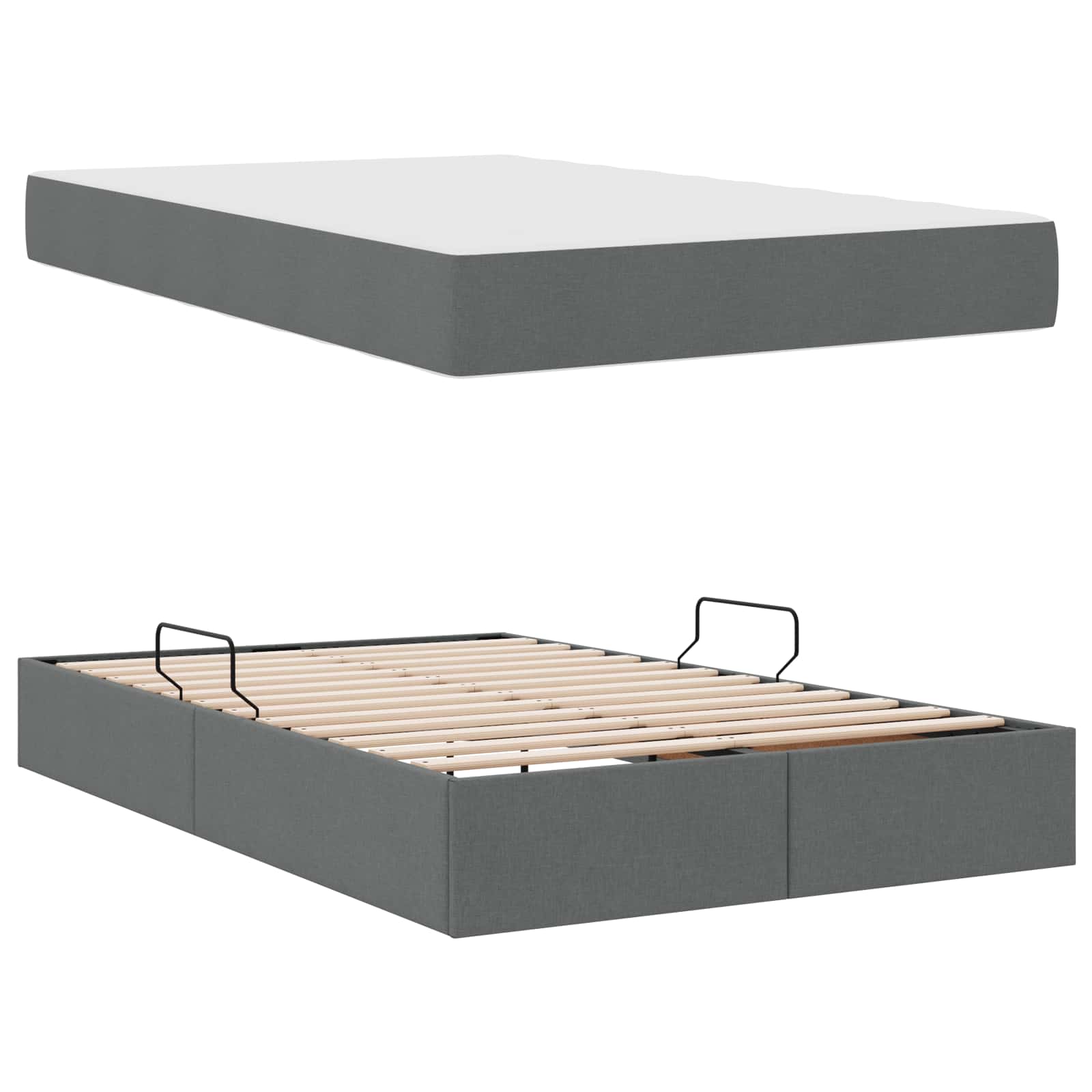 Letto con contenitore e materasso Grigio scuro 120 x 190 cm | homemem39